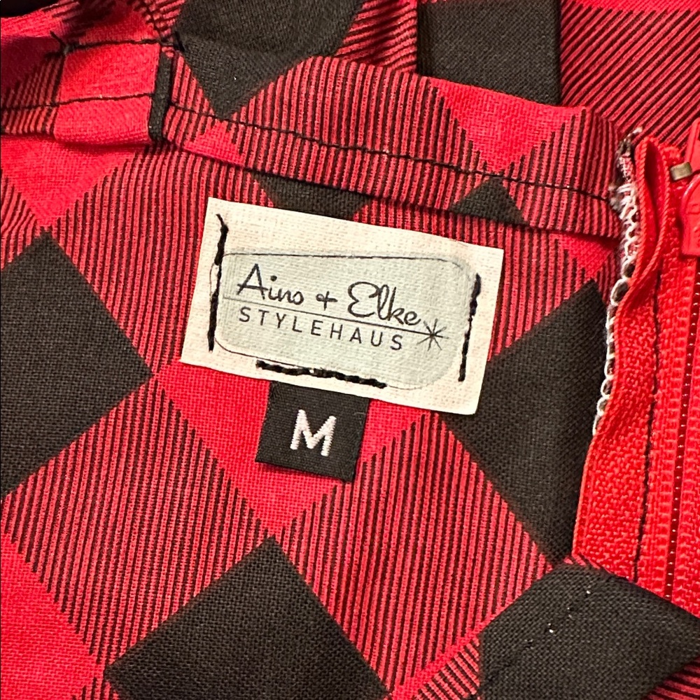 Ains + Elke Red and Black Plaid Dress w/ Pockets